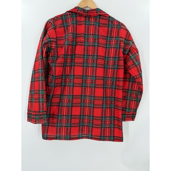 Vintage SILVIL Red Scotch Plaid Tartan Cotton USA Made Sleep Shirt DEADSTOCK - Picture 4 of 11